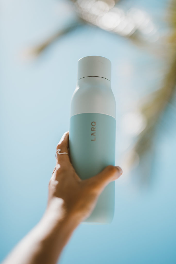 LARQ water bottle purifies water in 60 seconds with just the press of a button. Drink confidently anywhere in the world via @elanaloo + elanaloo.com